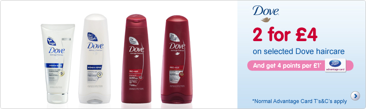 2 for £4 on selected Dove haircare 